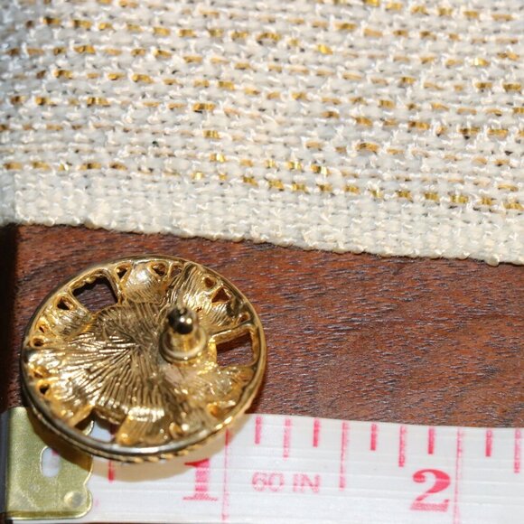 1.25" Diameter Gold Tone Earrings with Faux Pearl Accents - Picture 5 of 5